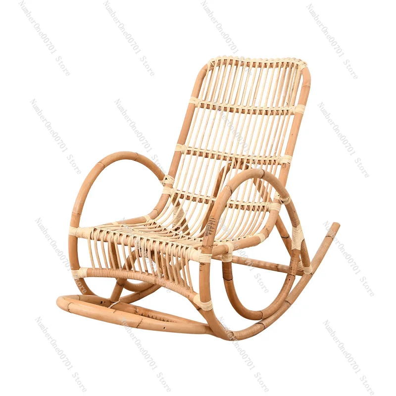 

Home Living Room Rattan Rocking Chair Outdoor Leisure Chair Balcony Lazy Bamboo Garden Chair Outdoor Furniture Solid Wood