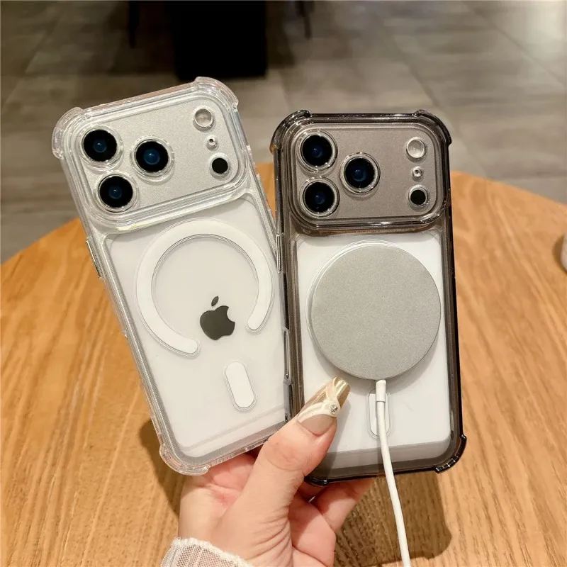 Luxuriöse Magnetische Kabellose Ladehülle für Magsafe für iPhone 18 Pro Max 17 16 15 14 13 12 Plus Stoßfeste Transparente Rückabdeckung – Detail 2