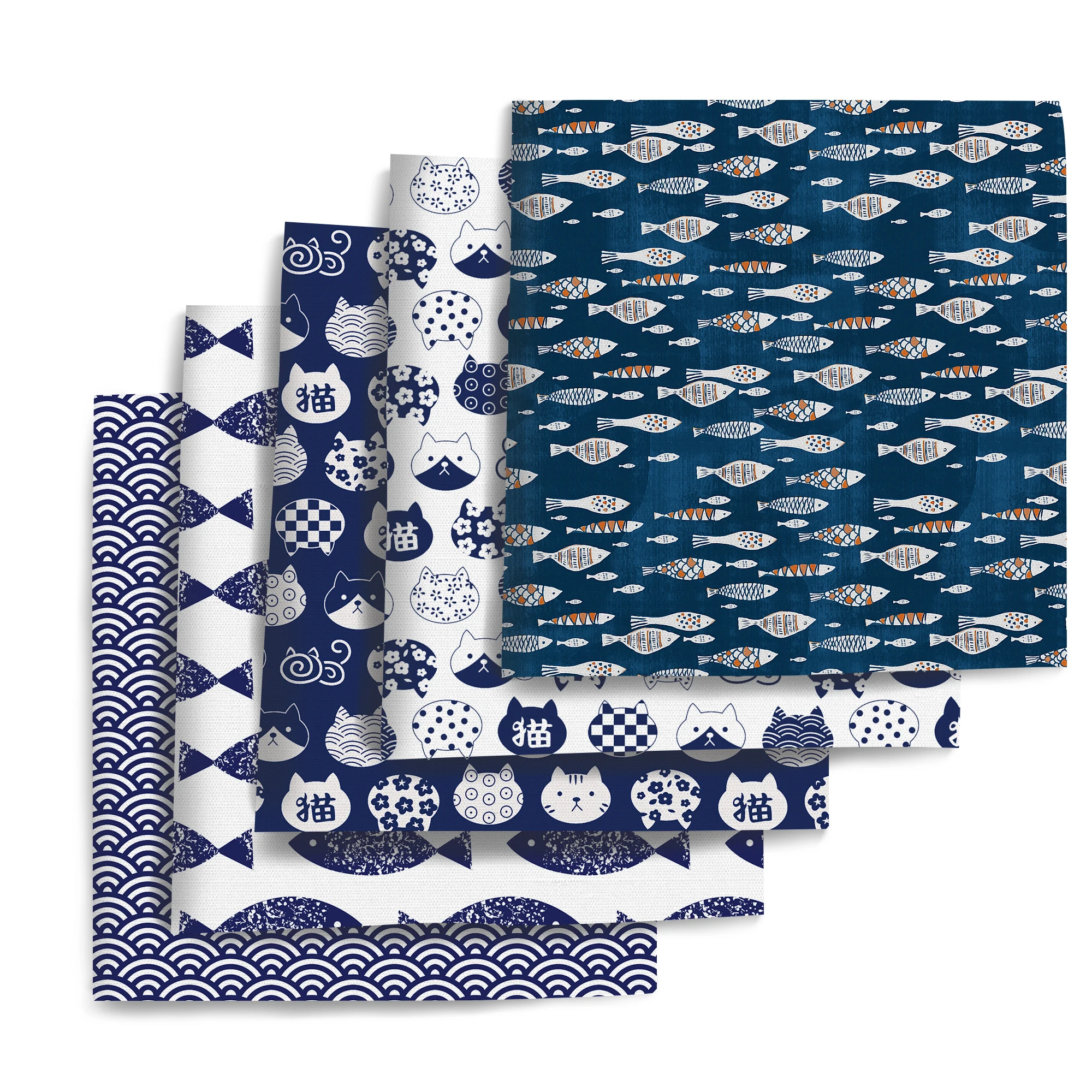 5 قطعة/المجموعة 7.87*7.87 بوصة (20*20 سنتيمتر) منقوشة القط الأسماك طباعة اللحف النسيج حزمة ، البوليستر نسيج القطن DIY الحرف المشاريع #3