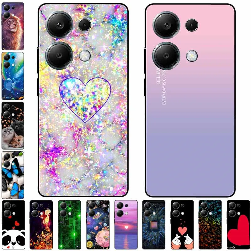 For Xiaomi Poco M6 Pro 4G Case TPU Soft Painted for Xiaomi Poco M6 Pro Global Silicone Cover Lovely Fundas on M6Pro Protective