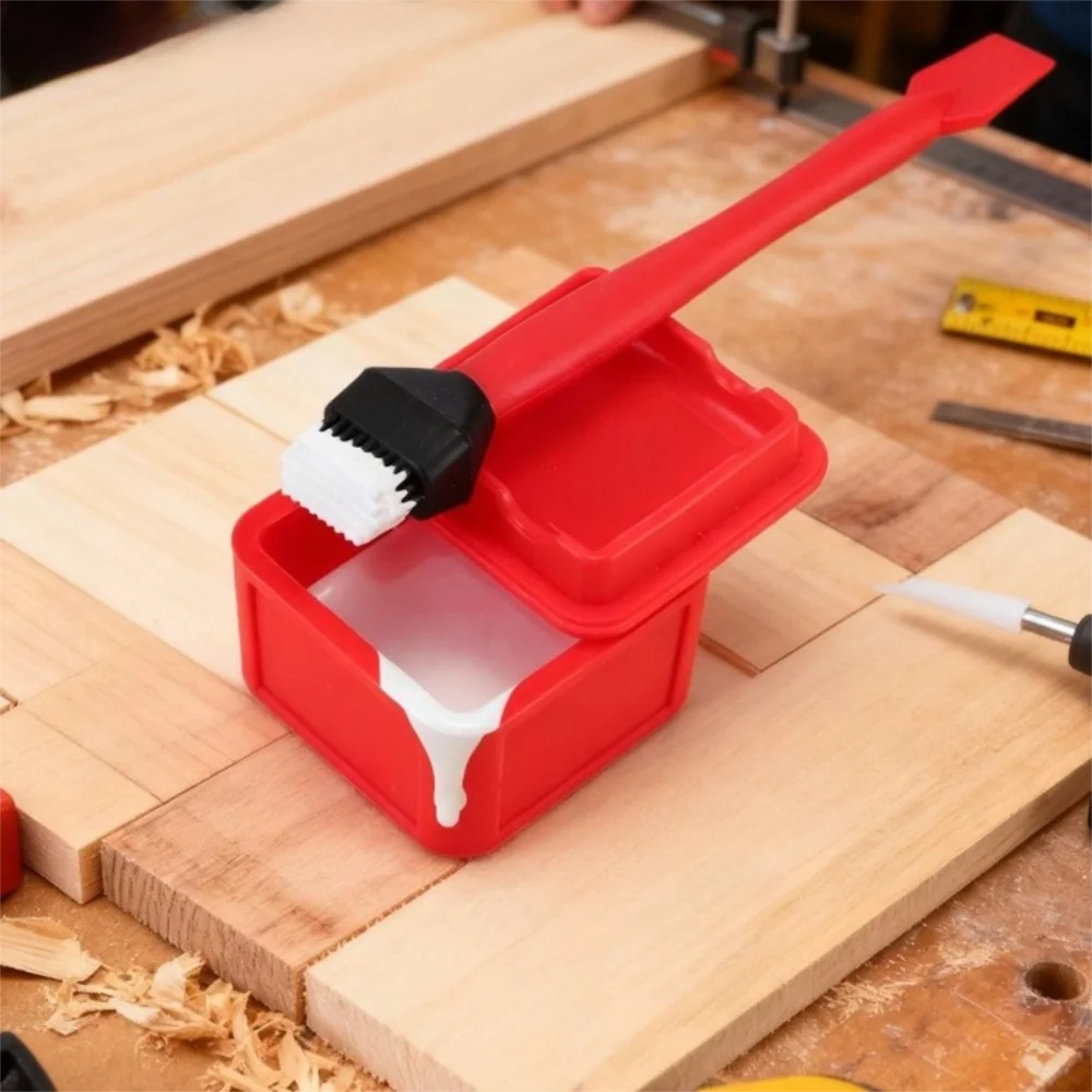 Silicone Glue Brush with Sealable Lid Easy To Clean Woodworking Glue Applicator Multi-Purpose Glue Brush Kit Gluing Projects