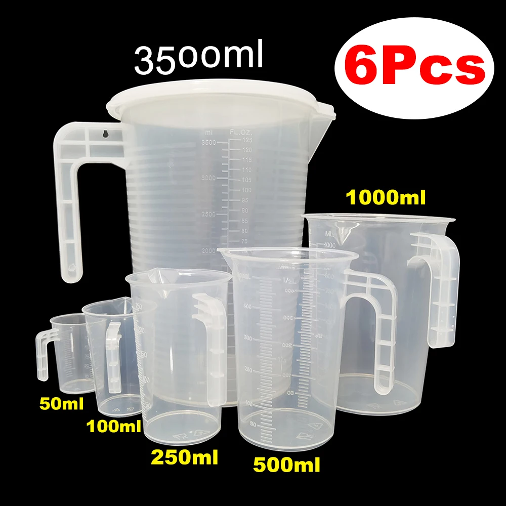 

Супербольшая чашка из 6 предметов, набор для смешивания, 3500 мл, 1000 мл, 500 мл, 250 мл, 100 мл, 50 мл, лабораторный мерный цилиндр