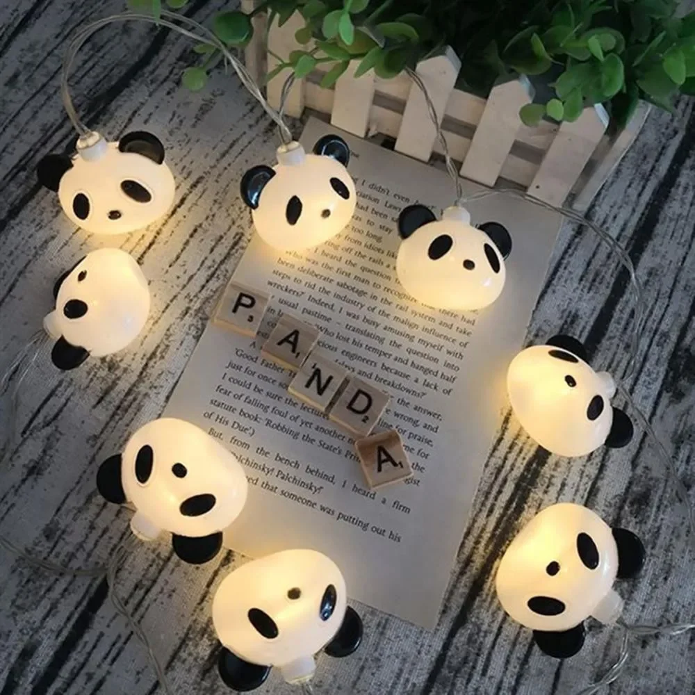 10/20LED Cartoon Panda Light String Kids Christmas Garden Party Fairy Light camera da letto atmosfera luce per la fotografia regali Decor