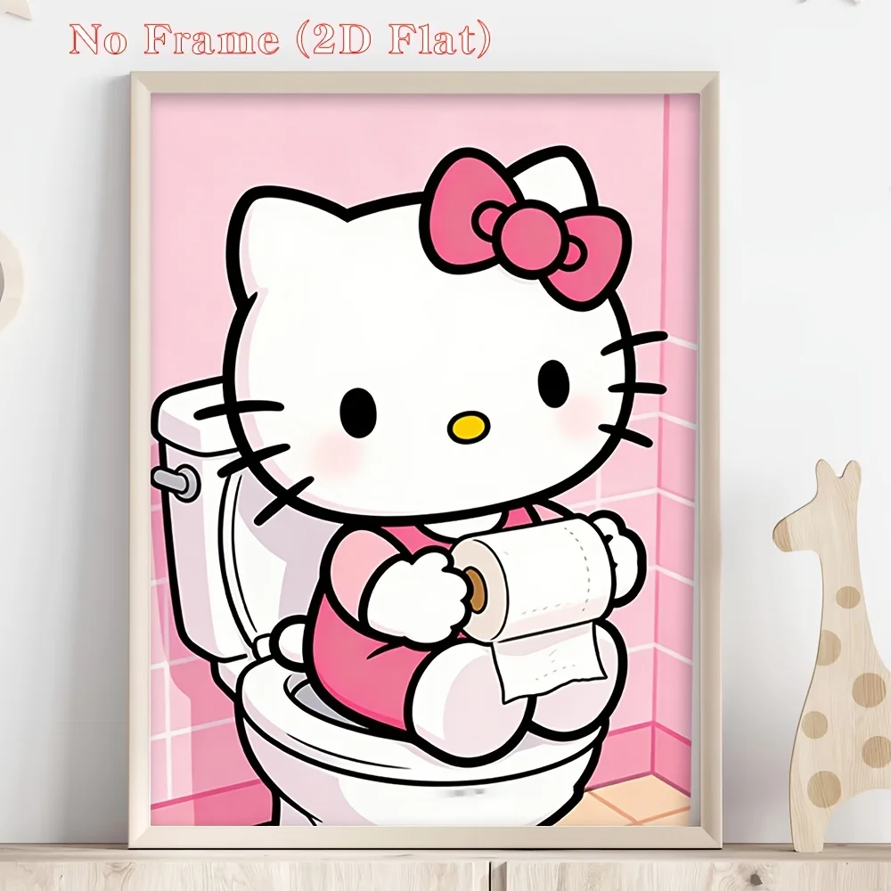 2027 2DFlat, , [] 1pc No Frame Modern Canvas Wall Art, High-Quality Canvas Painting, Cute Hello Kitty Wall Art Decor, Suitabl