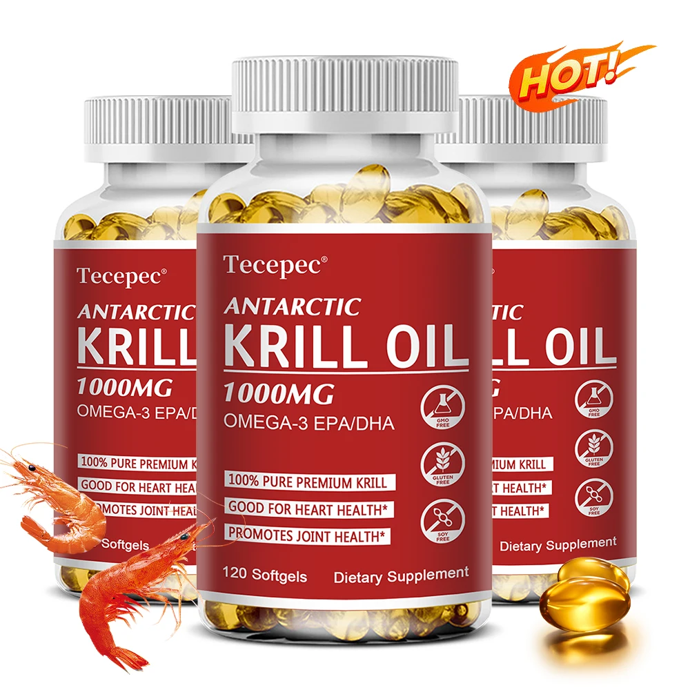 Antarctic Krill Oil 1000 Mg with Astaxanthin, Sustainable Dietary Supplement Omega 3 Fatty Acids EPA & DHA - Dietary Supplement