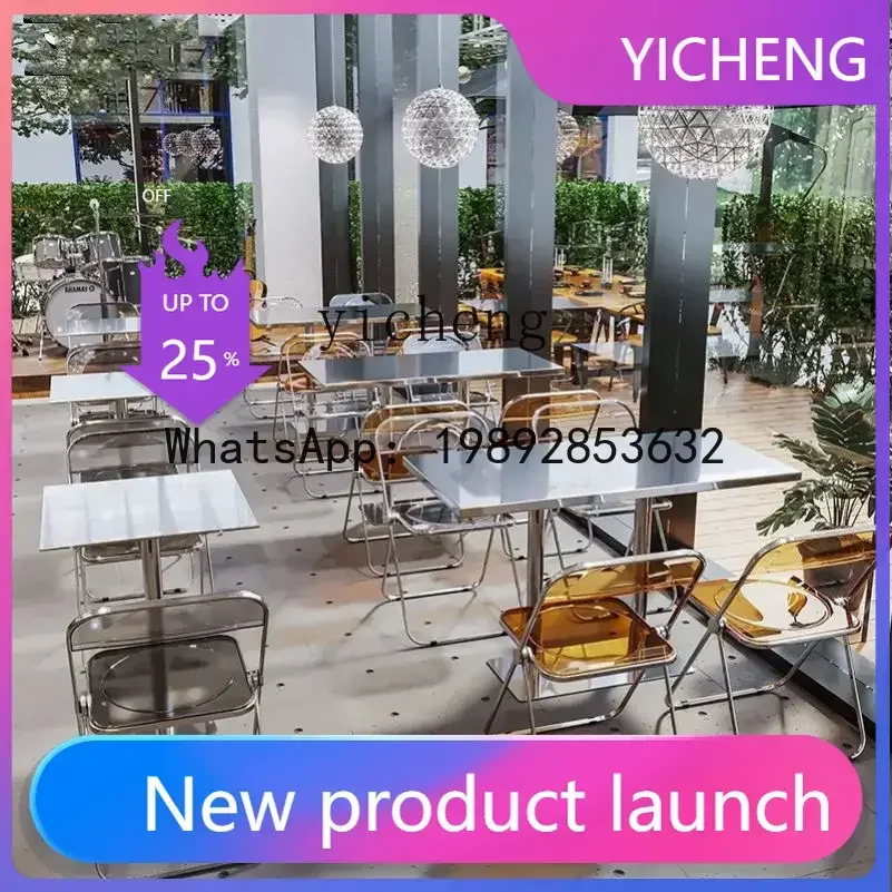 

YZ3 round Bar Transparent Acrylic Chair Stainless Steel Industrial Wind Solid Small round Table
