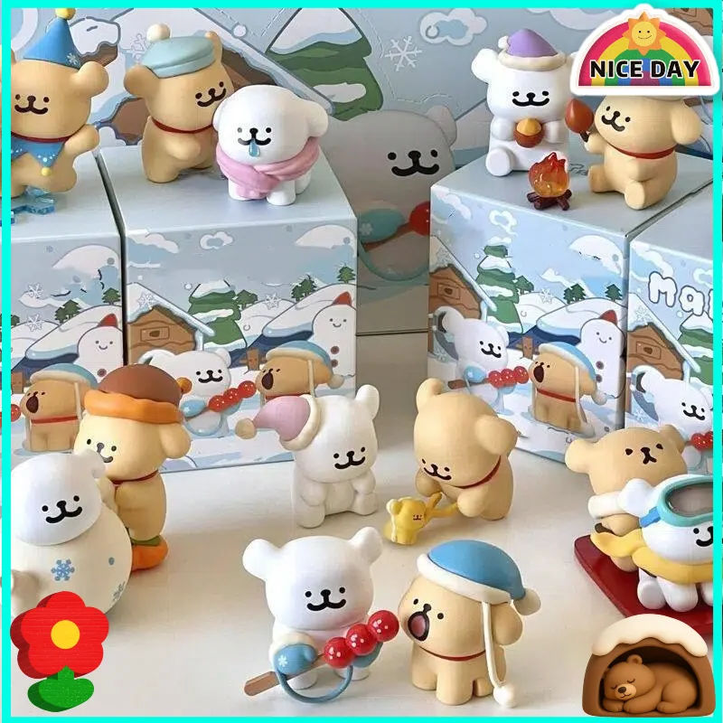 Cachorro maltés que abraza el calor, caja ciega de moda, figura de juguete, adorno de escritorio, bonito accesorio para el cabello para regalo