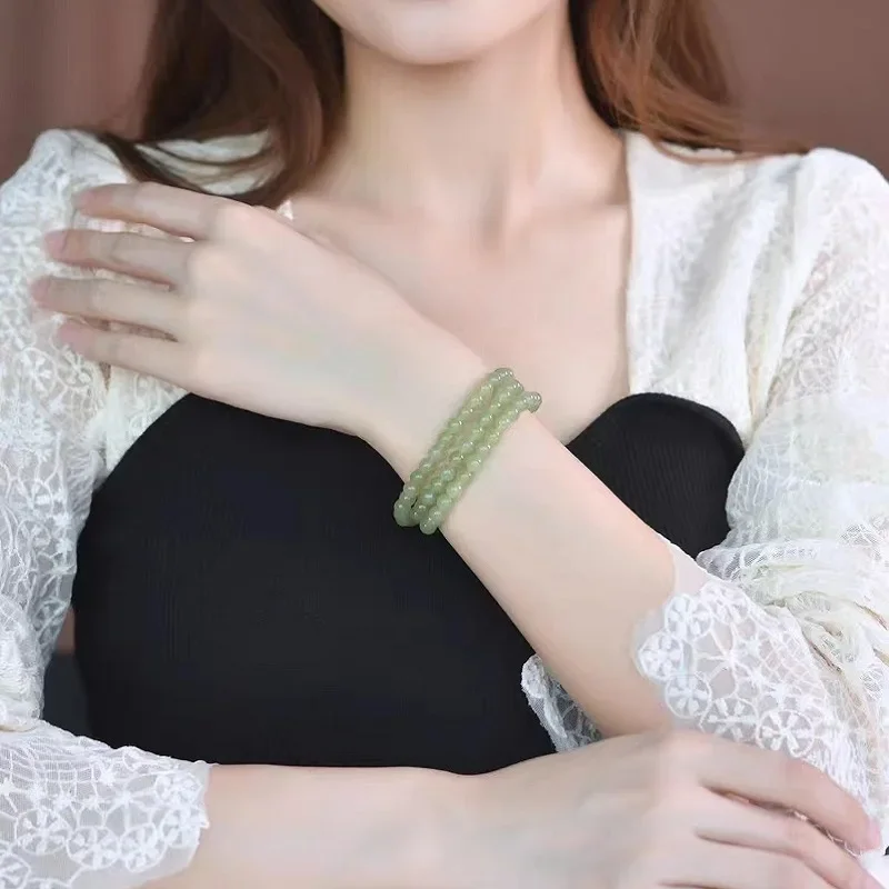 

Qingshui Hetian Jade Multi-circle Bracelet Women's Light Luxury Fashion Lucky Bracelet
