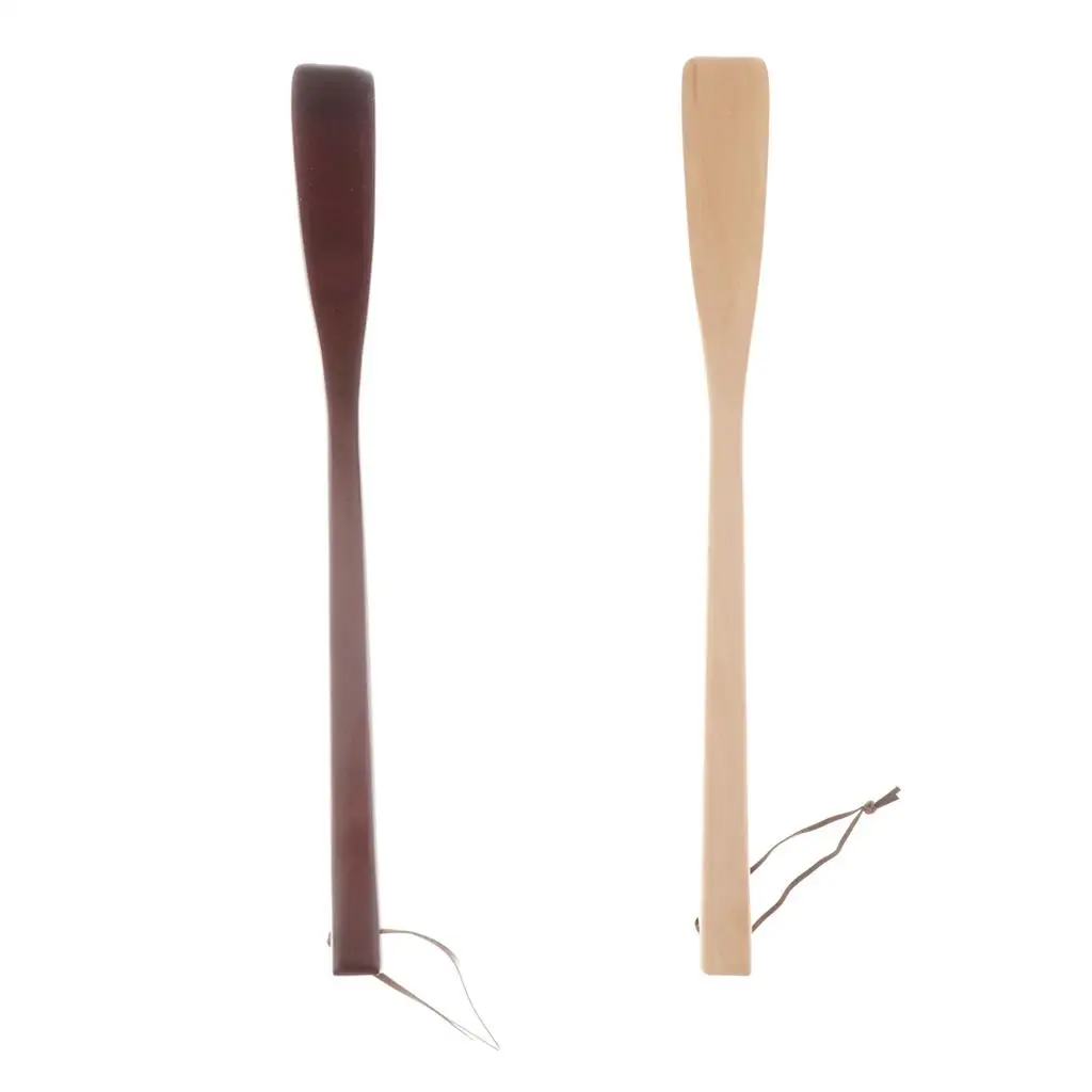 Long Handle Wooden Shoe Horn Sturdy Shoe Puller Shoe Accessories for Footwear Care at Home or Office