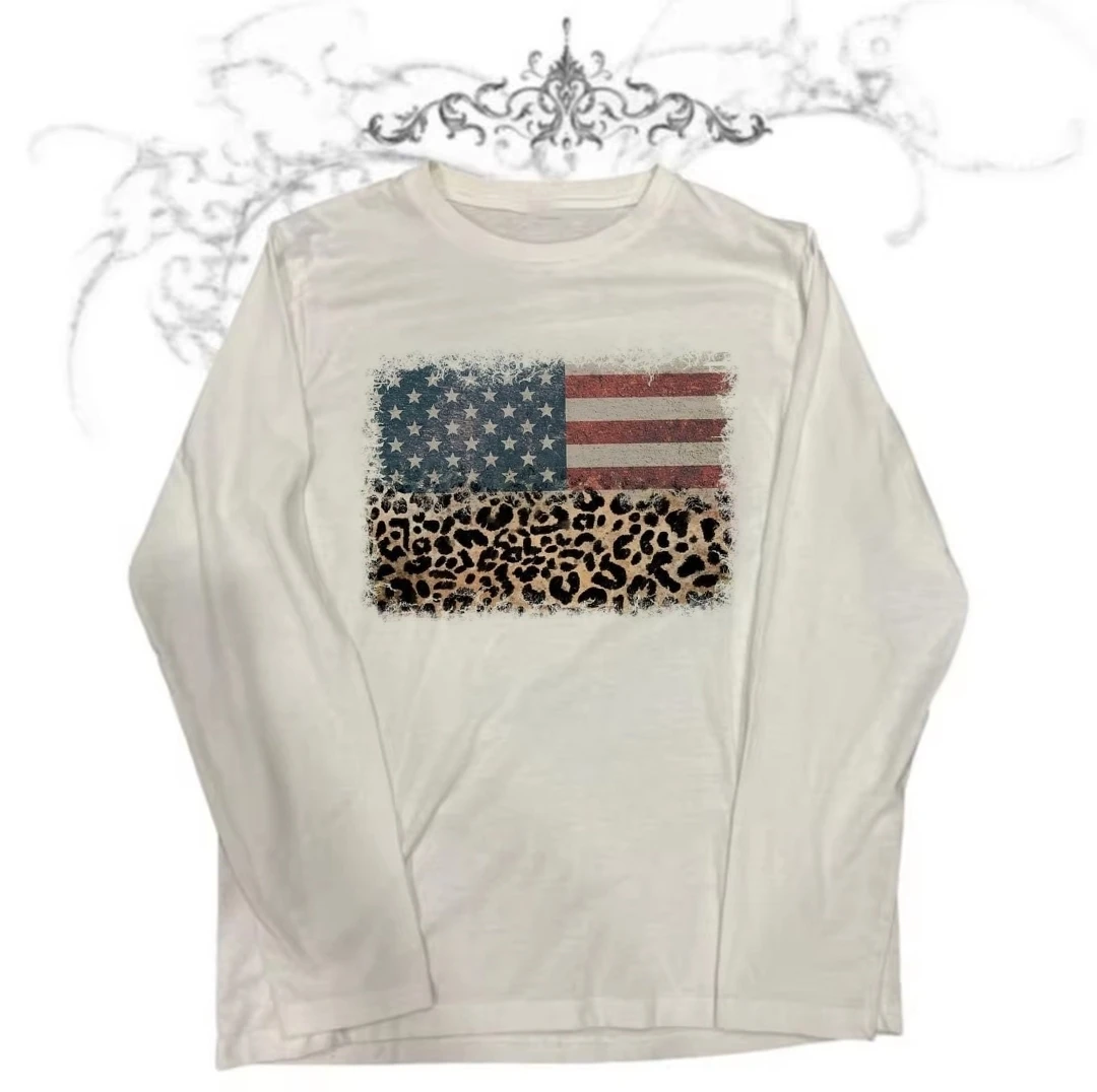 Kpop Long Sleeve Y2k T-shirt 2000s Clothes Y2k Kitty Women Tees Goth Gothic Anime Girl Kawaii 90s Vintage Clothes All Match Top