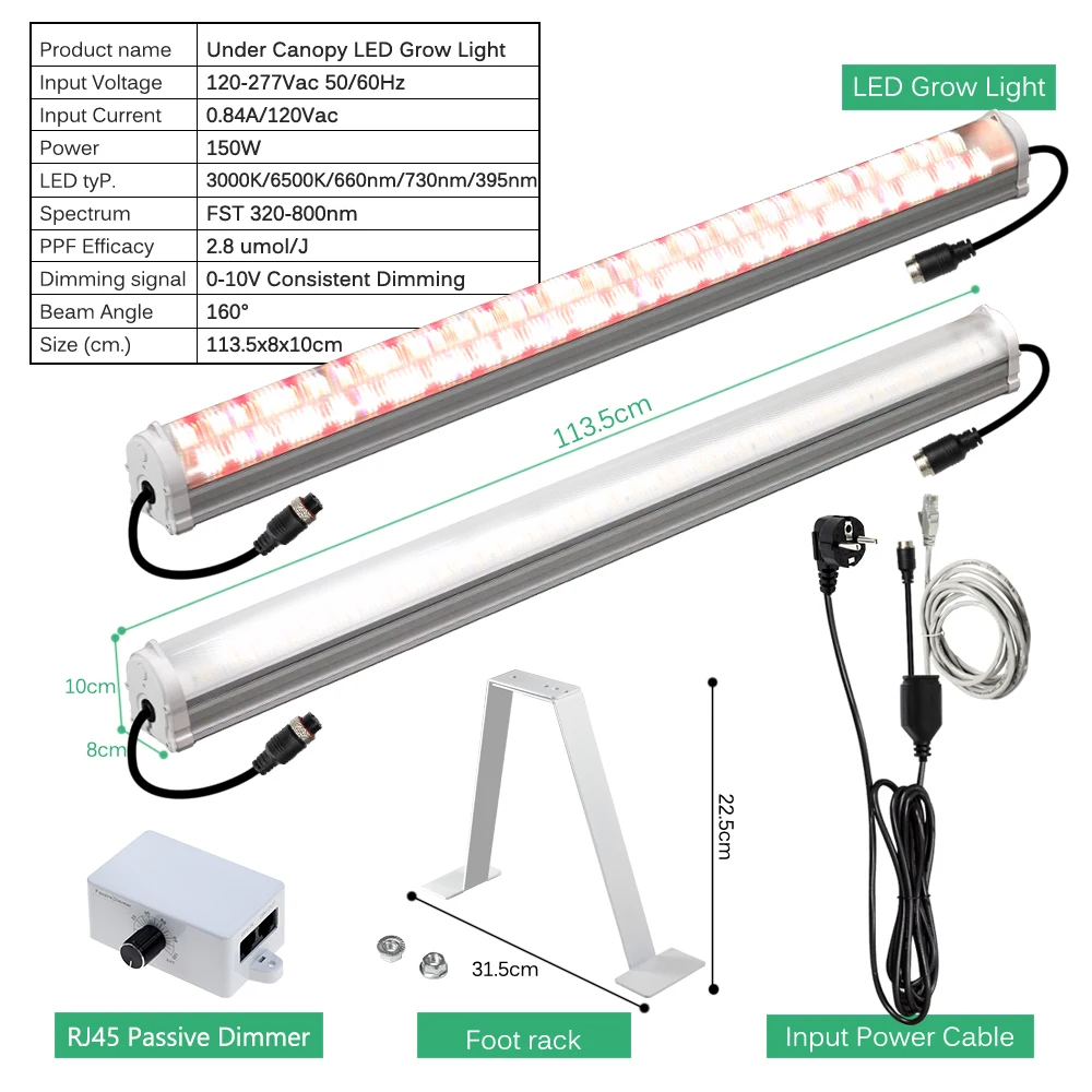 Unter dem Canopy LED-Pflanzenlicht 150W K 6500K IR 730nm UV 395nm LM281B mit hohem PPFD 420umol/sth/s Wachstumslampe für Gewächshauspflanzen
