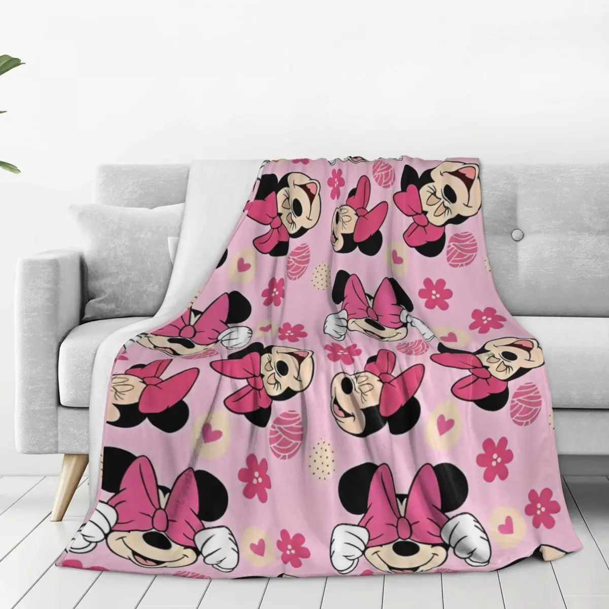 Animated Movie Mickey, Minnie Mouse Love Blanket Quality Soft Throw Blanket Winter Airplane Travel Outdoor Novelty Bedspread