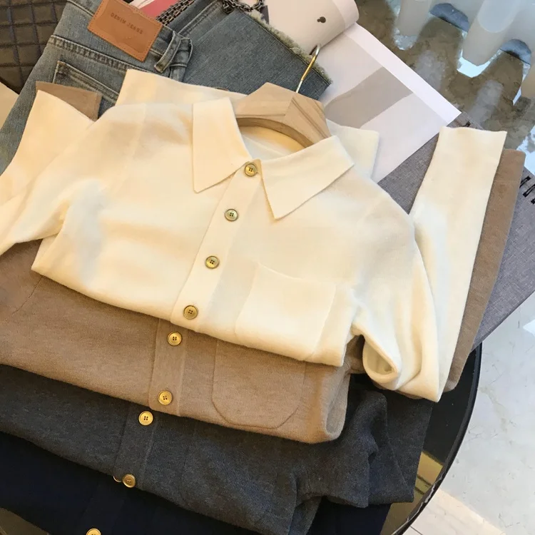 

Утягивающий вязаный топ Long Sve Ne с золотыми пуговицами, большой брендовый женский модный осенний сезон, цельная одежда