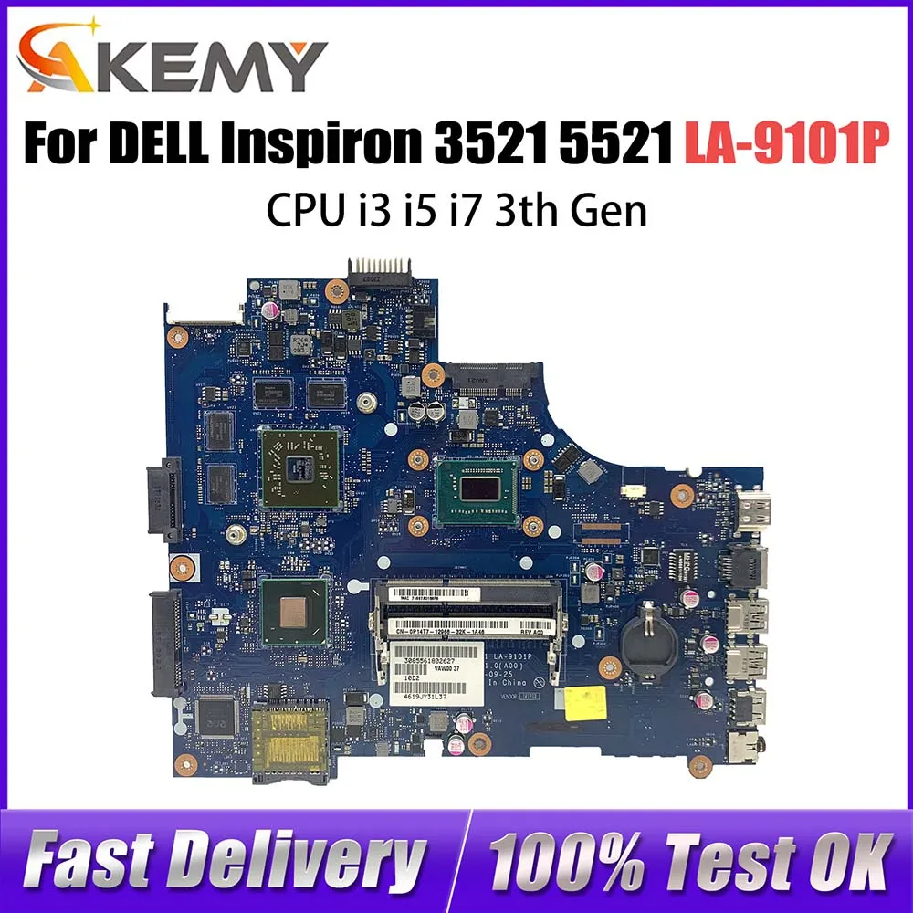 

LA-9101P Mainboard For Dell Inspiron 15 3521 2521 5521 Laptop Motherboard With i3 i5 i7 3th Gen CPU DDR3 CN-05YGGX