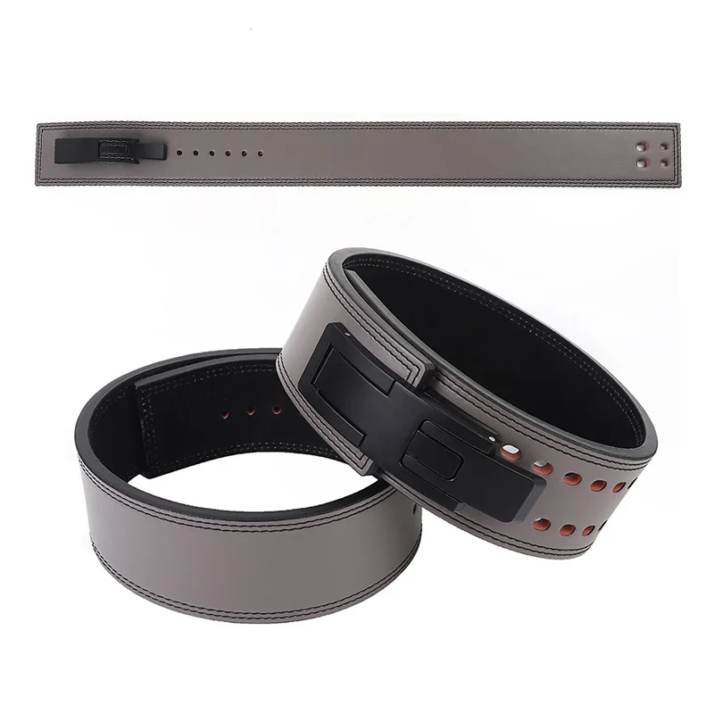 Fitness gym weight power lifting belt cowhide wide weightlifting lever buckle powerlifting belt