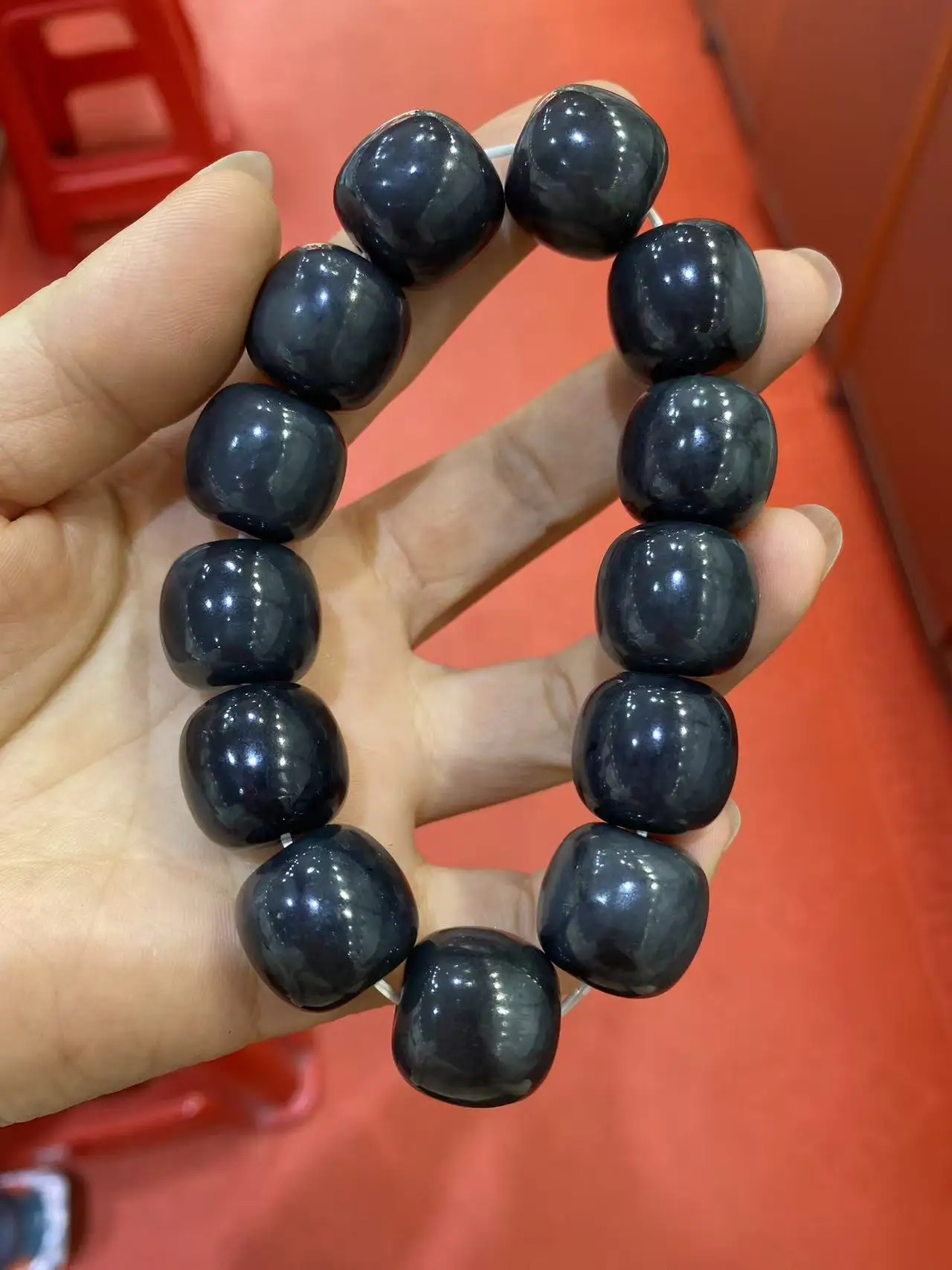 authentication Natural Hotan Jade Blue and White Bead Bracelet for men and women's jewelry accessories gift bead bracelet view 3