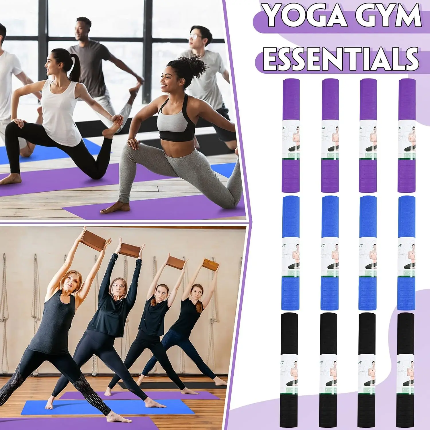 Brand new 12 Pieces Yoga Mats Bulk 68x24x0.12 Inch Exercise Non Slip Fitness Workout Mats for Women Men Home Workout Gym Yoga