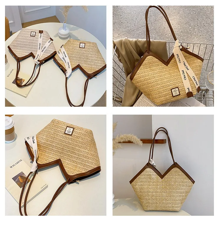 Women's Large Capacity Shoulder Bag Summer Straw Woven Basket Handbag Fashion Female Luxury Designer Beach Bag Bali Shopper Tote image 6