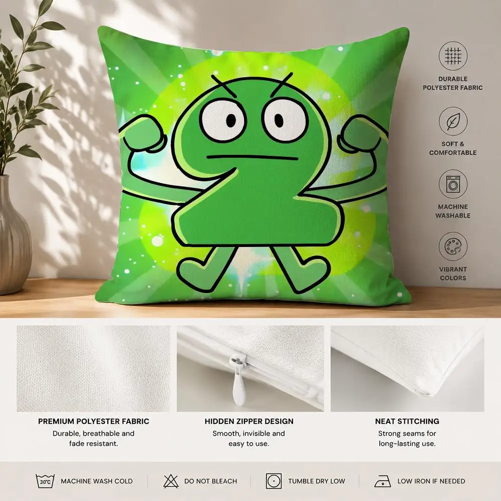 B-Battle For BFB Cartoon Cushion Cover 40x40cm Square Decorative Sofa Cushion Cover Bedroom Living Room Home Decor Gift