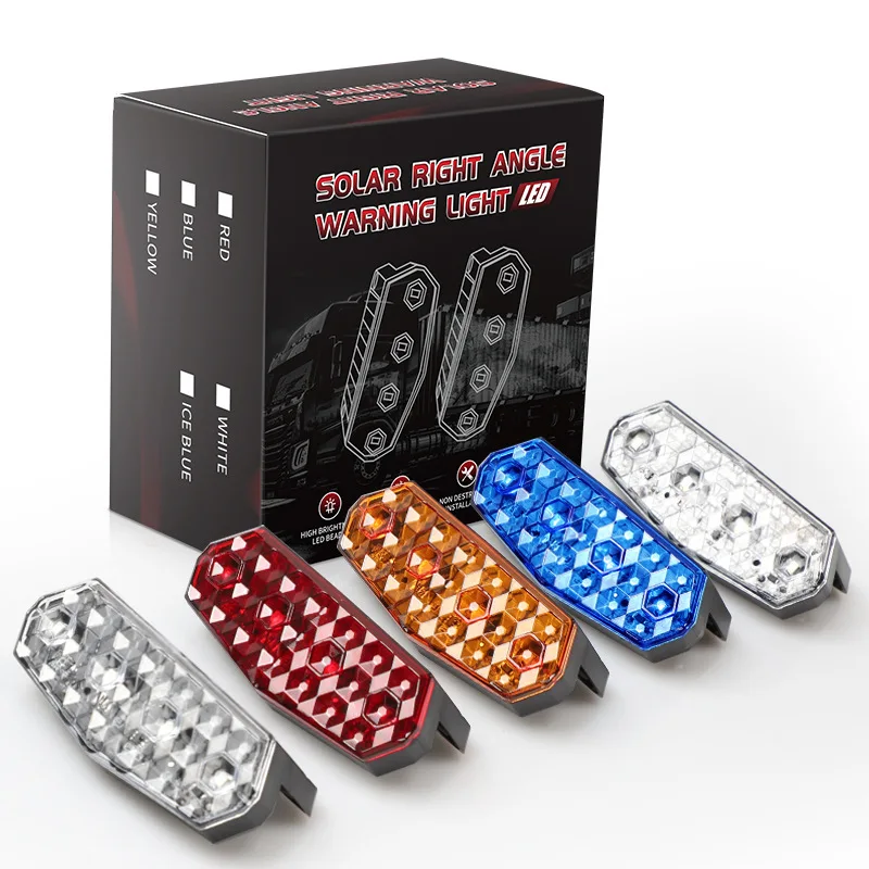 1Pc Anti‑Rear‑End Collision Safety LED Lamp, Solar Right‑Angle Side Vibration Warning Light for Car Truck Exterior Modification