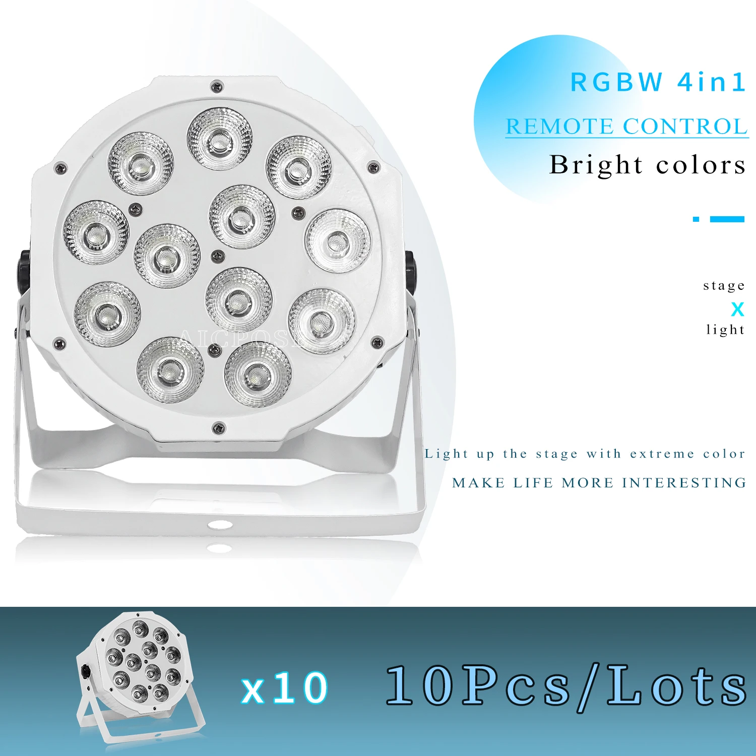 luz lisa conduzida branca com controlo a distancia rgbw 12x12w rgbwa 12x18w para o dj disco casamento 10 pcs lot 01