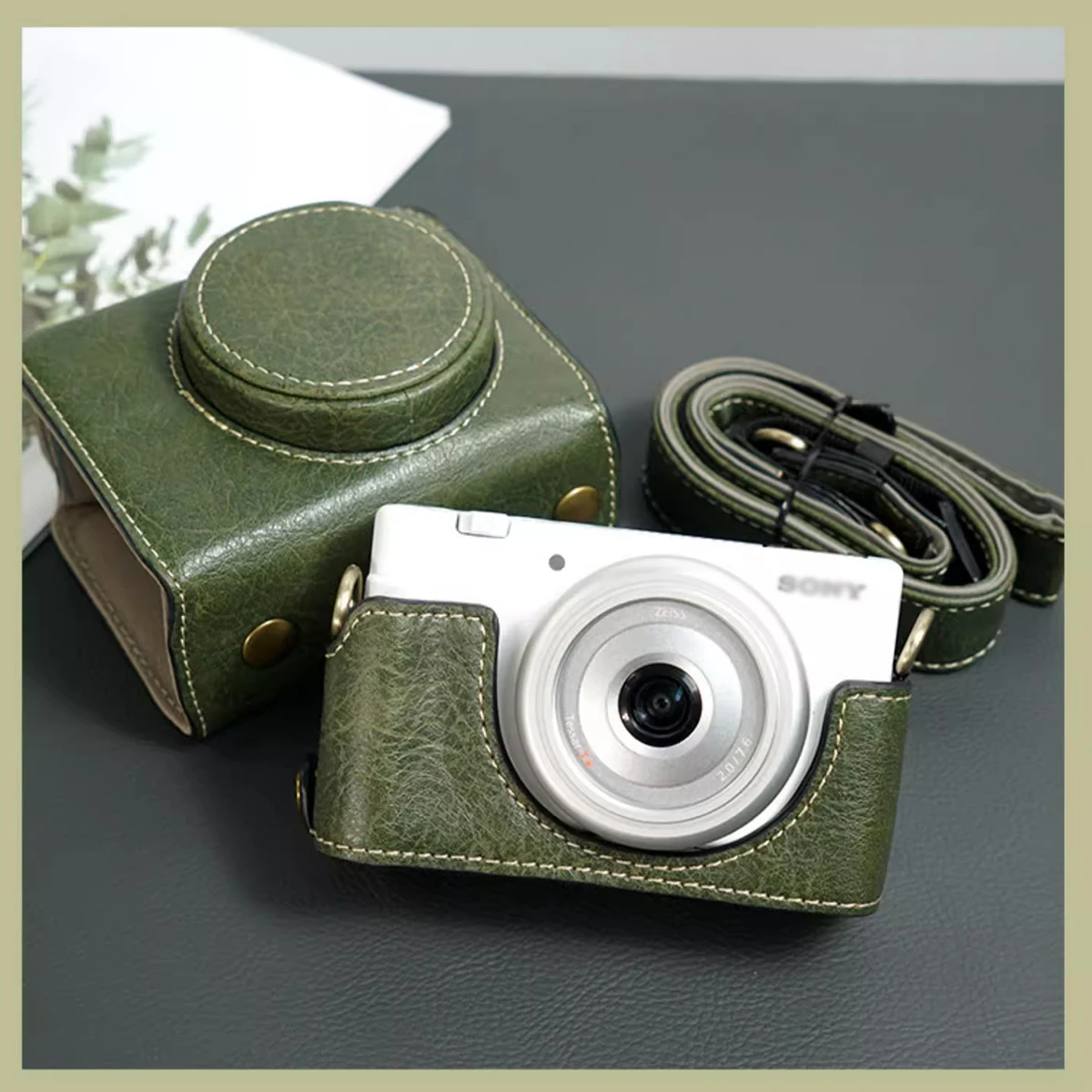 Portable PU Leather Case camera bag For Sony ZV1II ZV-1II ZV1M2 ZV1F ZVProtective Cover shell  with Shoulder Strap