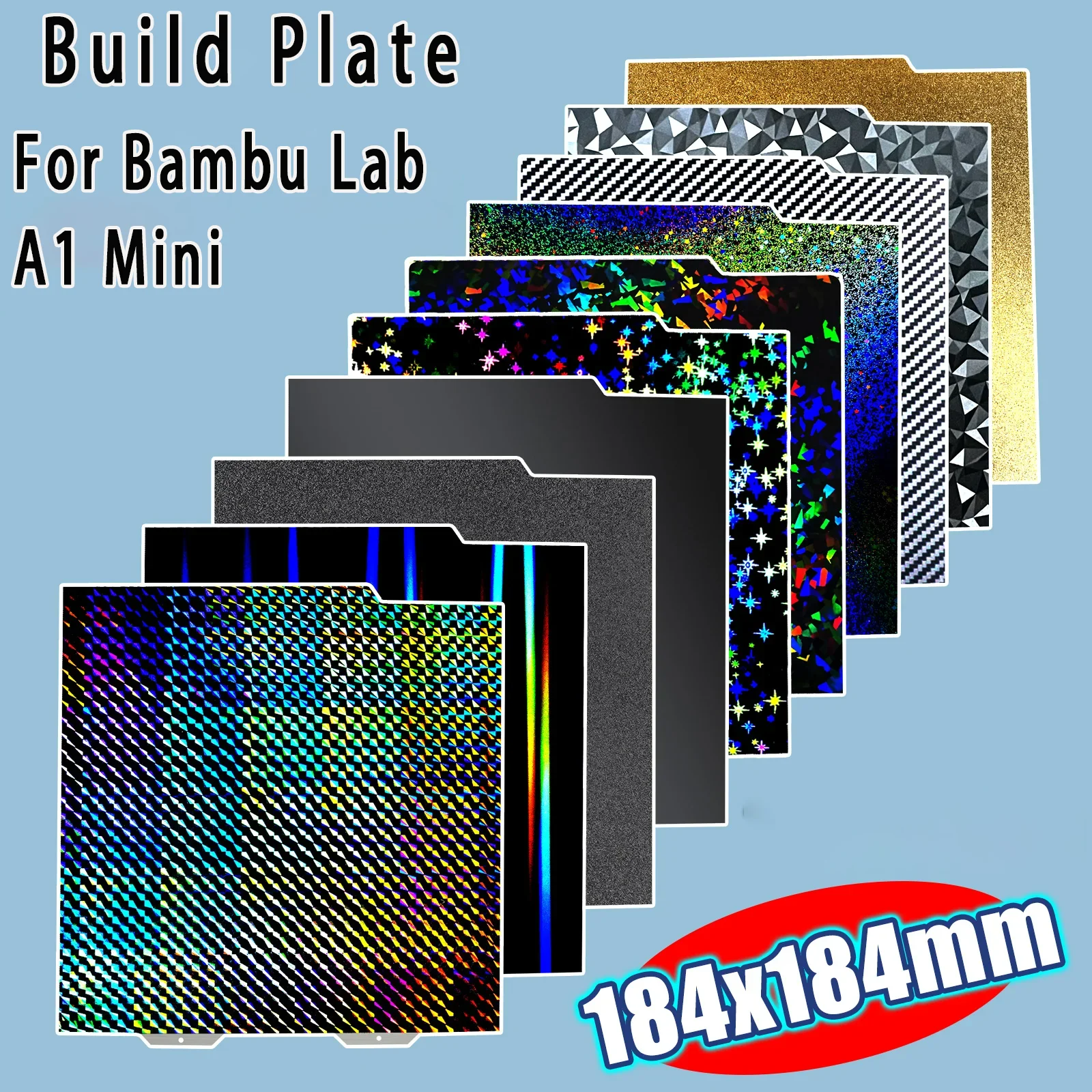 

184x184 мм для мини-строительной пластины A1 Bambu Lab, двухсторонний H1H PET PEI, лист PEO, H1H, пластина, пружинный стальной лист, лист Pei