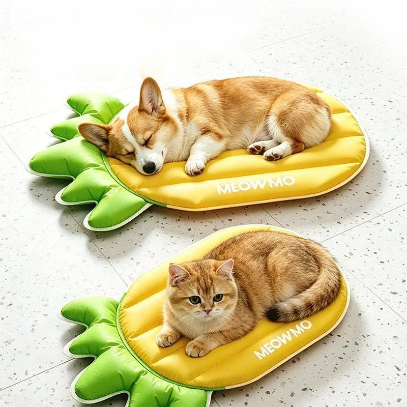 Cooling Pet Mat Waterproof Cat Dog Bed Summer Pineapple Ice Pad PVC Anti Scratch Puppy Sofa Kennel Sleeping Cushion Heat Relief