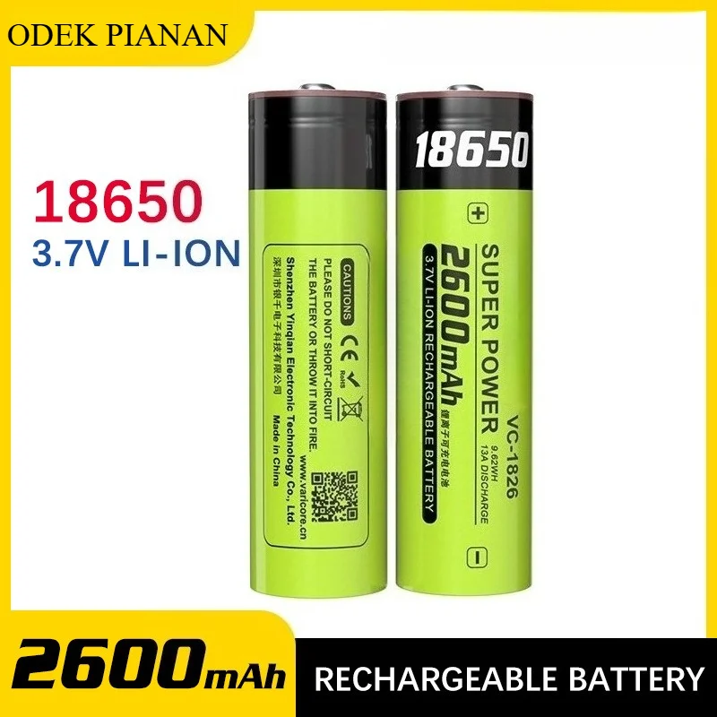 18650 3,7 V 2600mAh batería de alta potencia de drenaje 13A descarga continua para linterna/bicicleta eléctrica/Drone/herramientas protección contra cortocircuitos