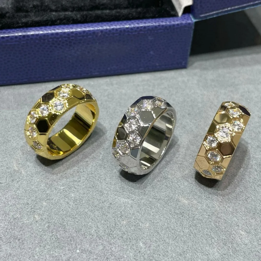 

Hot selling retro women's ring silver 925 carved honeycomb zircon fashionable wedding ring couple pairing ring luxury jewelry