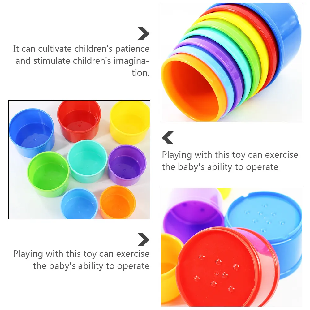 8Pcs Children Stacking Cup Playthings Creative Colorful Set for Developing Hand Eye Coordination and Cognitive Skills
