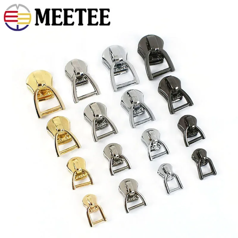30/50Pcs 3/5/8/10# Zipper Puller Sliders for Metal Zippers Jacket Clothes Bag D Ring Zip Head DIY Sewing Repair Kits Accessories