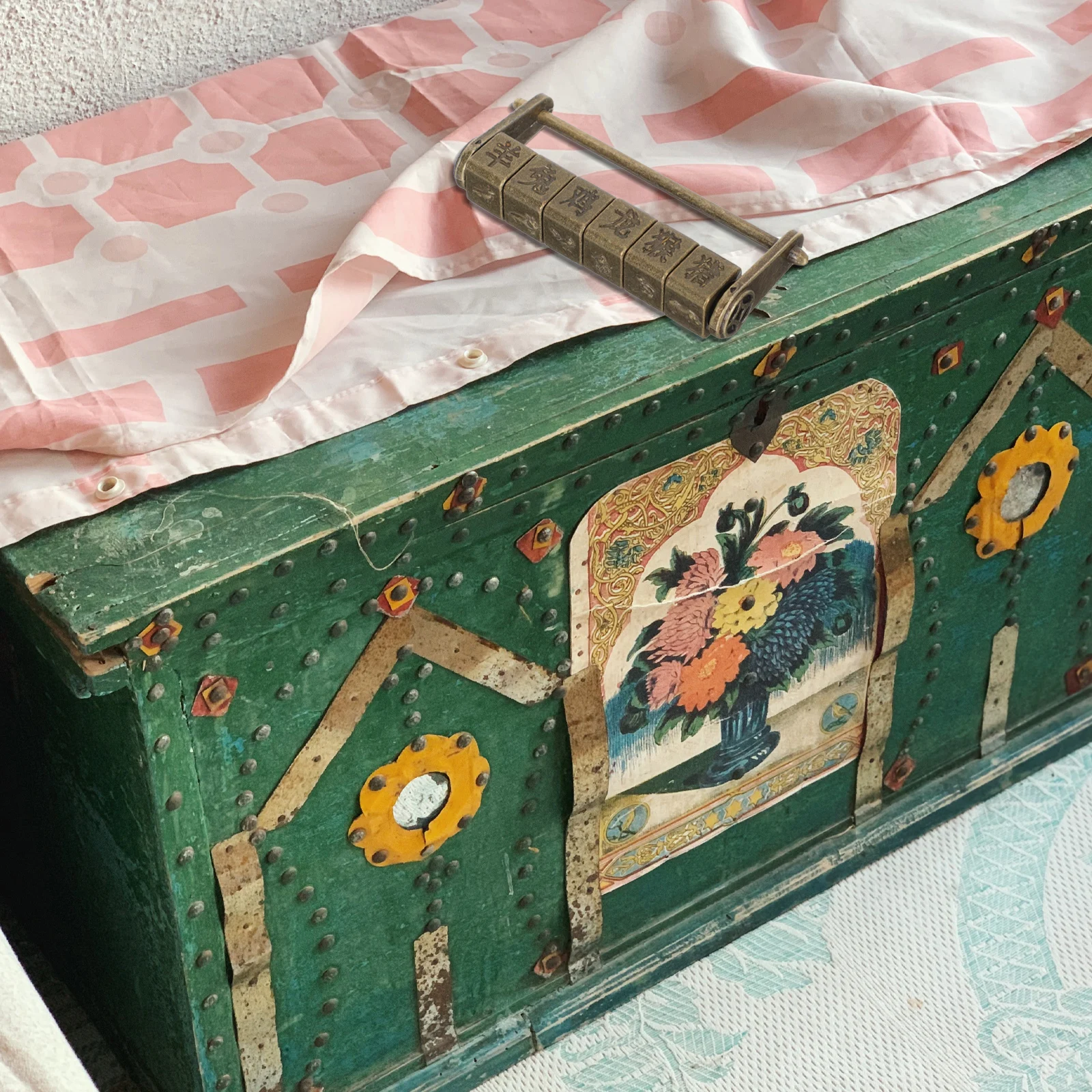 

Vintage Copper Lock Letter Password Cabinet Latch Ancient Style Chinese Combination Lock Retro Decorative Padlock Zinc Alloy