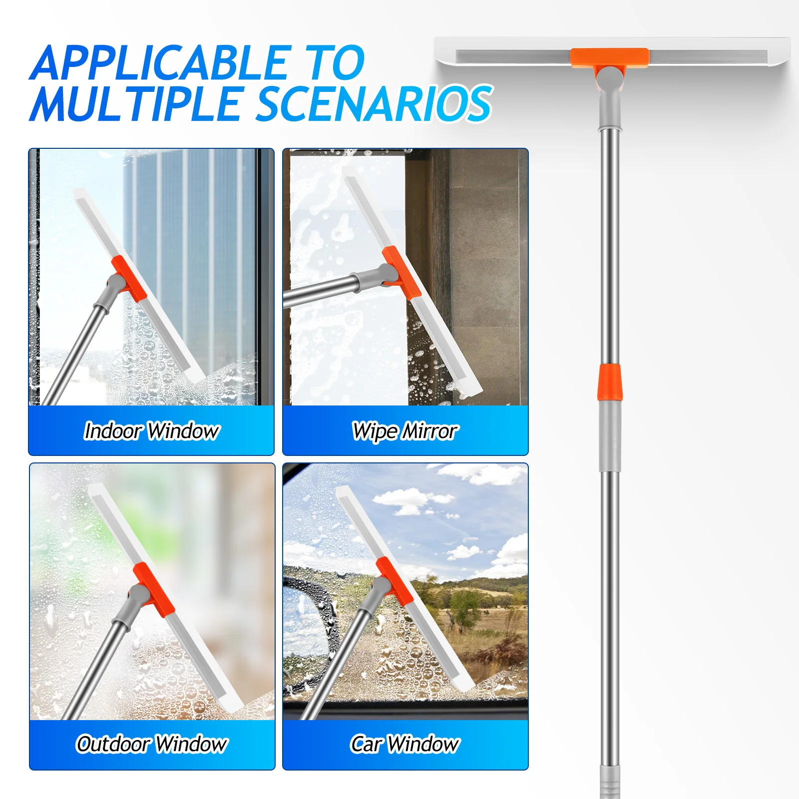 

Extendable 35cm Silicone Squeegee for Window Floor Shower Glass Tile Mirror Car Windshield Scrubber Streak-Free Cleaning