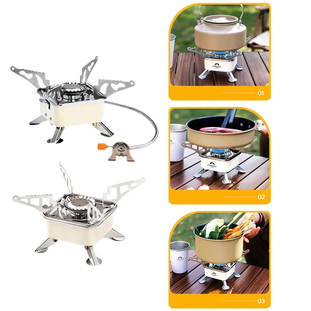 

Portable Gas Tank Stove Foldable Windproof Outdoor Mini Cassette Stove For Hiking Picnic Camping Burner Square Stove 1PCS