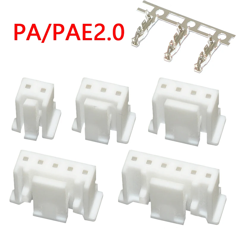 10PCS PA/PAE 2.0  PA2.0 PEA2.0 connector buckle plug rubber shell connector wiring crimping terminal spring 2p 3P 4P 5p 6p