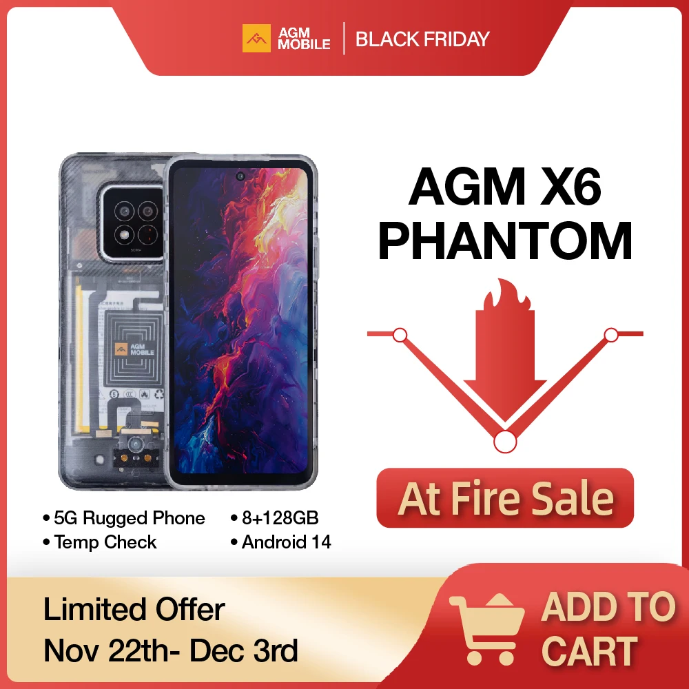 [world premiere] AGM X6 phantom 5G drsný smartphone 6.78