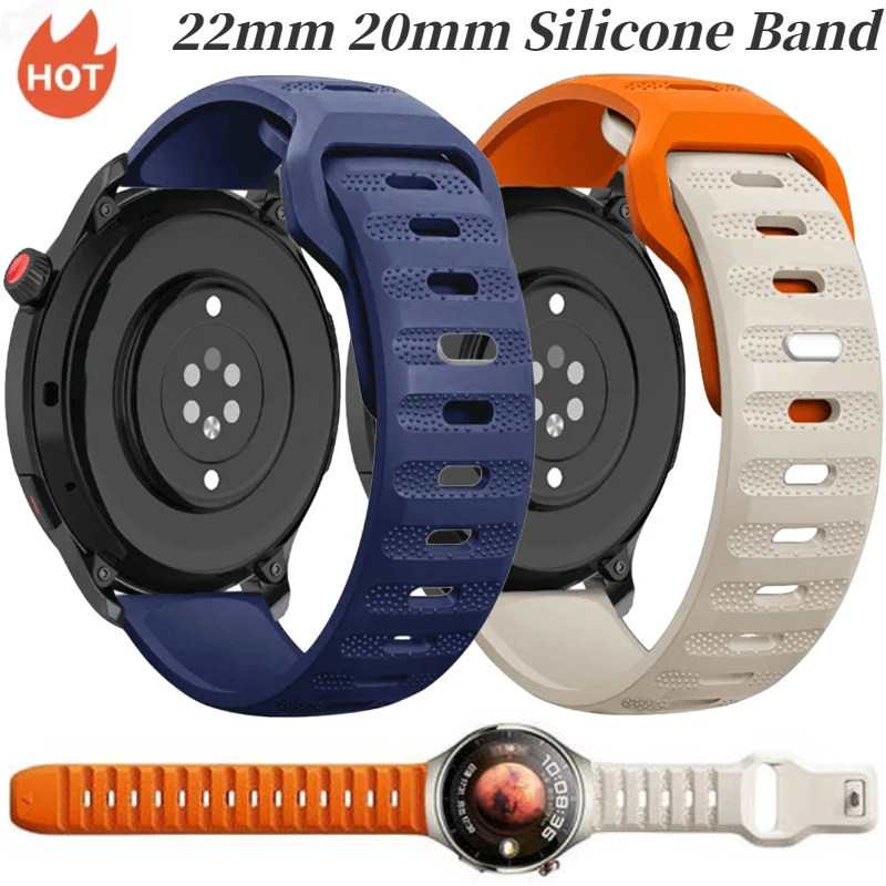 

22mm 20mm Silicone Band For Huawei Watch 4/Pro/3/GT5 GT2 GT3 Pro 46mm 42mm Sport Strap for Samsung Watch 4/5/6/7Amazfit GTR/GTS