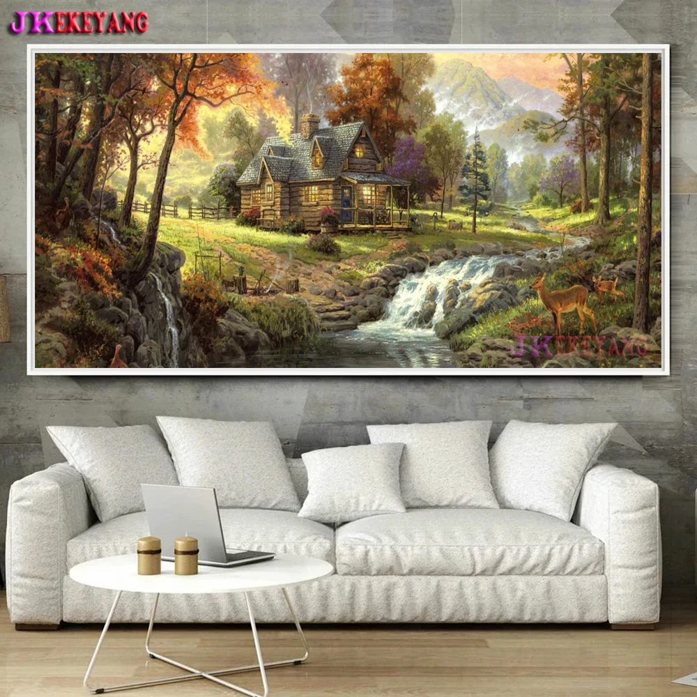 

Большая алмазная живопись 5D Diy, снег, горы, река, лес, бриллиант, вышивка крестиком Y4661