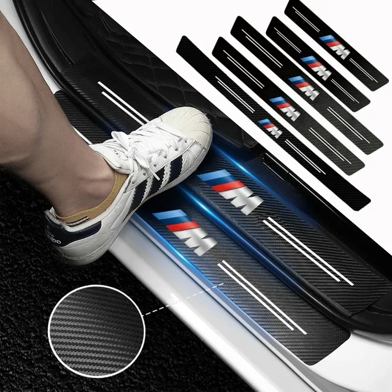 Car Threshold Strip 3D Carbon Fiber Anti-Scratch Sticker Door Sill Protector Accessories For BMW M Performance E46 E90 F10 F30