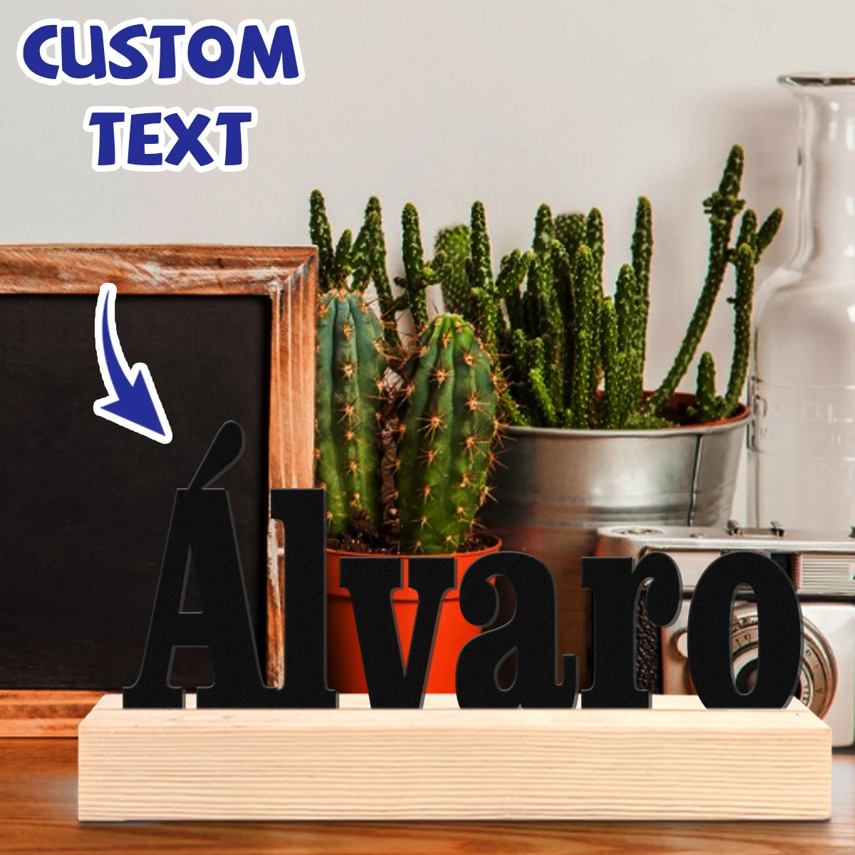 1pc Custom Wooden Name Sign Personalized Freestanding Letter Sign for Tabletop Decor view 4
