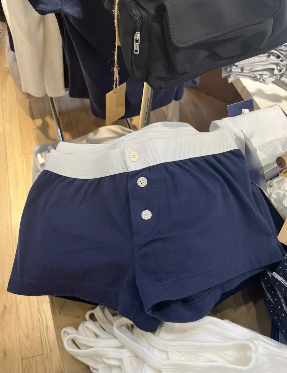 Casual Three Buttons Slim Home Women's Shorts Summer Patchwork Elastic Waist Short Pant Y2K Tight Girl Shorts Retro American