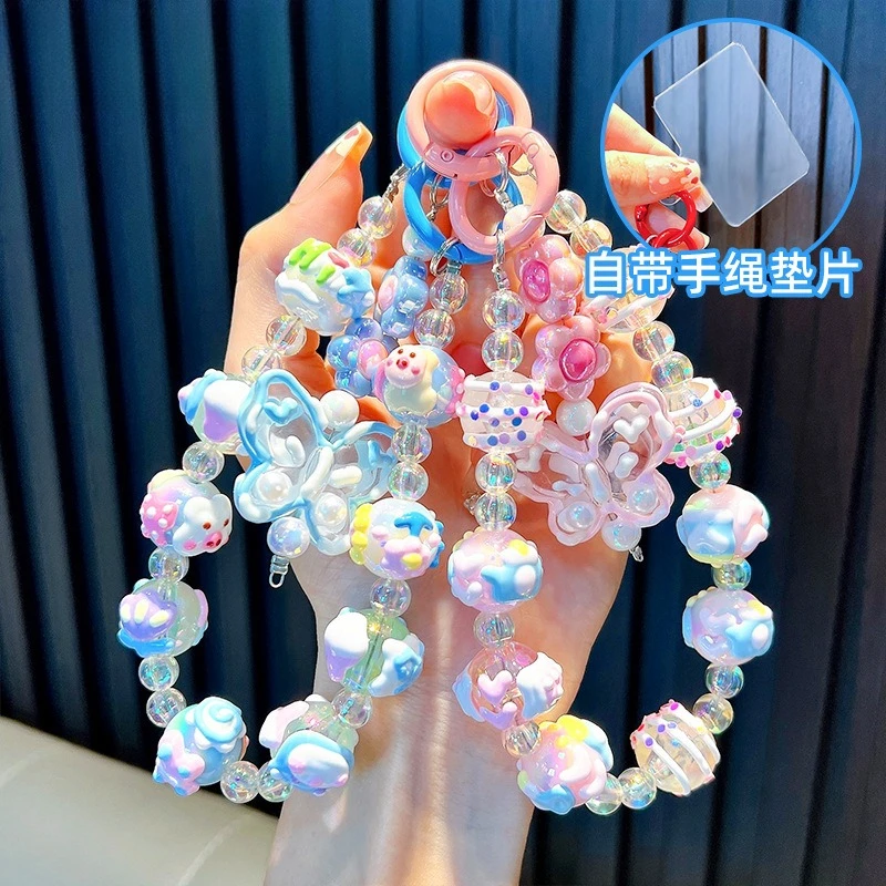 

Y2K Trendy Butterfly Pendant Phone Lanyard Wristband Stylish Beaded Phone Chain Keyring Phone Strap Camera Charm Bag Accessories