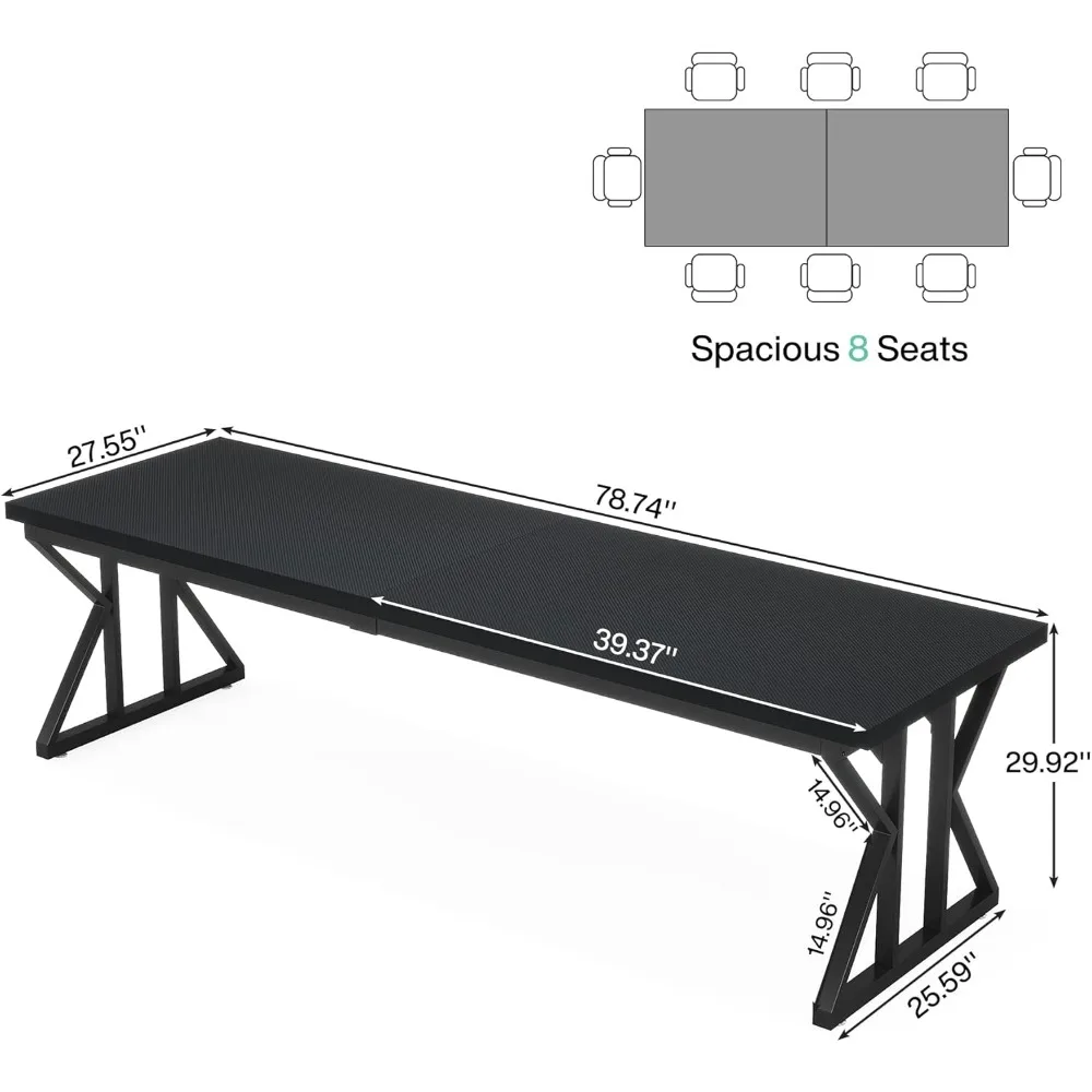 78.7 Inches Long Computer Desk, Two Person Desk Large Executive Office Desk, Double Desk Study Writing Table for Home