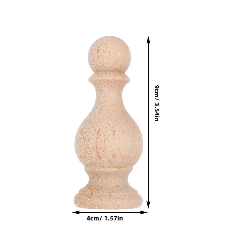 3Pcs Decorative Wooden Finials Solid Wood Carved Furniture Staircase Curtain Rod Bed Post Flag Pole Topper for Home Decor