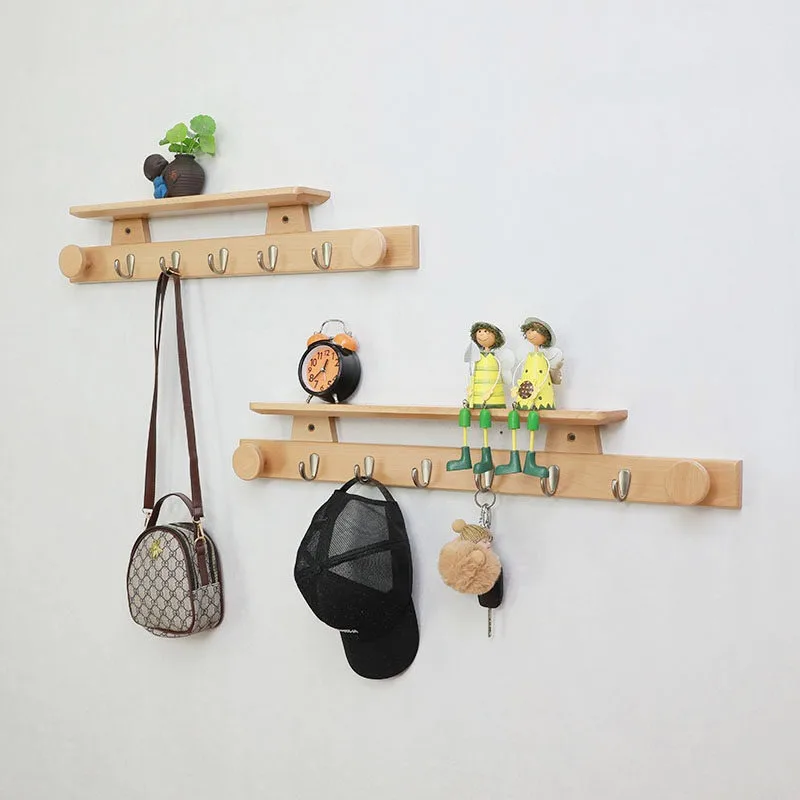 Pure solid wood wall coat hook wall storage rack wall hook coat hook behind the entrance door hanger
