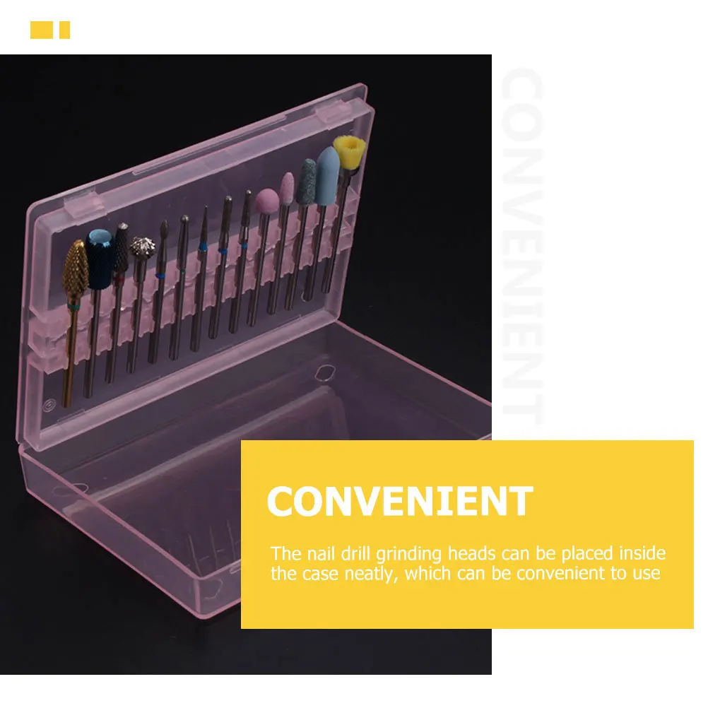 

3Pcs Nail Drill Bits Storage Box Premium Plastic Organizer for Manicure Polishing Heads Portable Case Holder Grinding Display