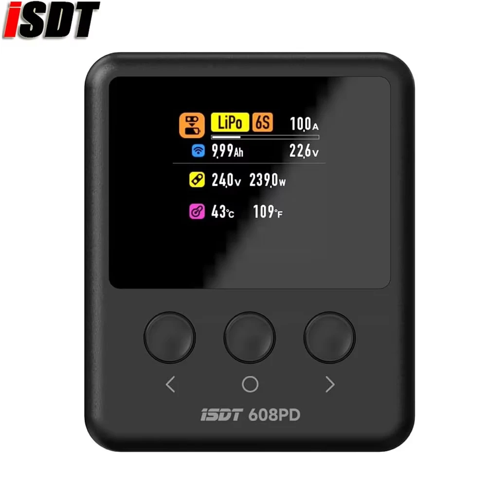 

ISDT 608PD Lipo Balance Charger Discharger,DC 240W/10A PD 140W/5A Smart Digital Charger for RC Car Helicopter Boat FPV Drone