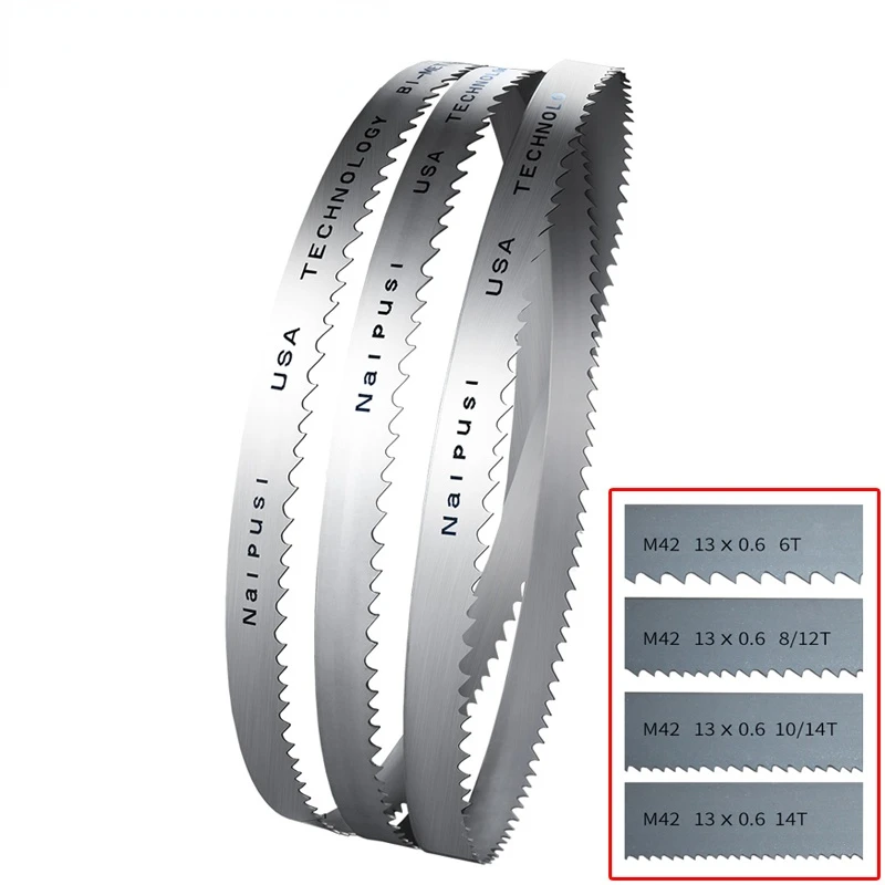 M42 1325-1470mm *13mm* 0.6mm x 6-14Tpi Saw Blade Cutting Hardwood, Soft Metal M42 Bi-Metal Band Saw Blades