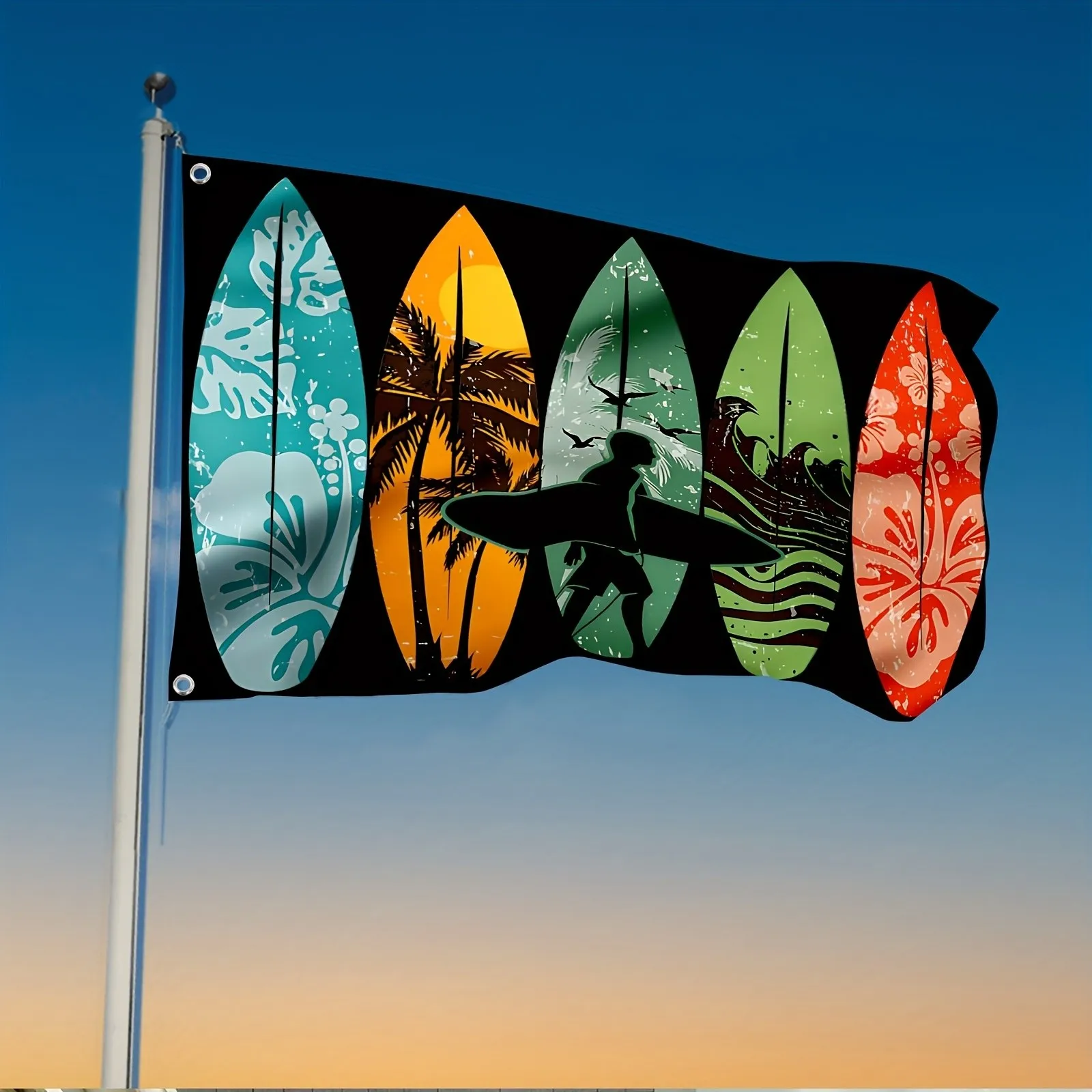 Surfboard Hawaii Beach Surfer Flag 3x5ft Outdoor Decorative Flag for Surfing Enthusiasts